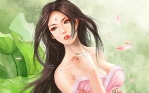 Meticulous painting, classical Asian girl wallpaper thumb