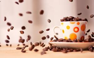 Cup of coffee beans close-up photography wallpaper thumb