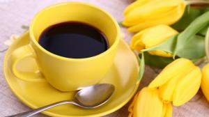 Breakfast, coffee, tulips wallpaper thumb