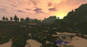 Minecraft, Sunset, Video Games, Forest wallpaper thumb