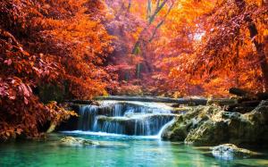 Nature, Landscape, Waterfall, Forest, Fall, Sun Rays, Trees, Thailand, Colorful, River wallpaper thumb