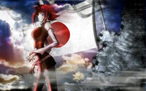 Red hair, red dress anime girl wallpaper thumb