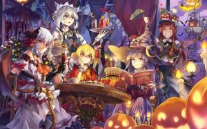 Beautiful anime girls, halloween wallpaper thumb