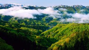Mountains, Peaks, Fog, Landscape, Green, Nature wallpaper thumb