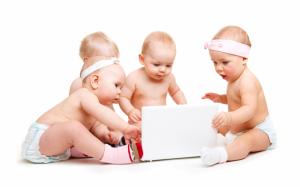 Babies playing computer wallpaper thumb