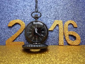 2016 Happy New Year, golden, glitter, watch wallpaper thumb