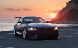 BMW Z4 black car at sunset wallpaper thumb