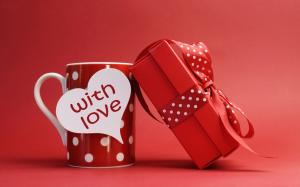 Valentine's Day, red style, cup, gift, ribbon, bow wallpaper thumb