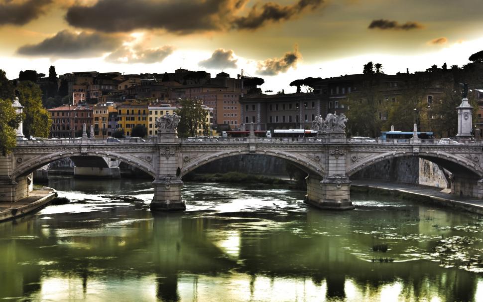 European Bridge wallpaper,city HD wallpaper,river HD wallpaper,clouds HD wallpaper,2560x1600 wallpaper