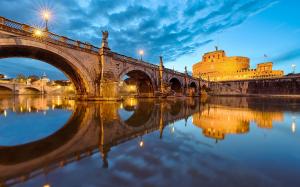 Rome, Italy, Vatican, St. Angelo Bridge, lights, river wallpaper thumb