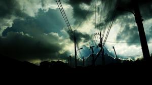 Clouds Silhouette Power Line HD wallpaper thumb