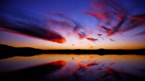 Sunset Clouds Lake Reflection HD wallpaper thumb