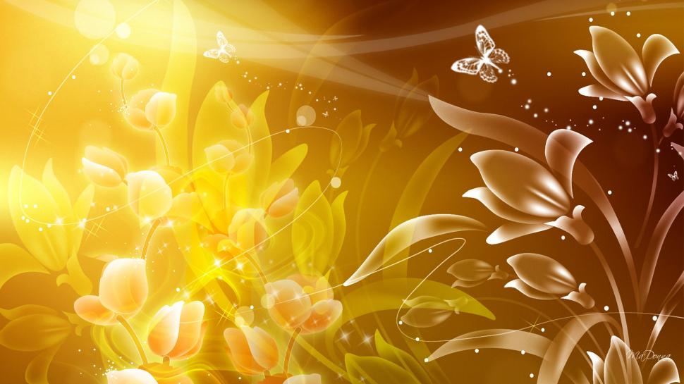 Abstract, Gold, Flowers, Bright, Digital Art, Fantasy wallpaper,abstract HD wallpaper,gold HD wallpaper,flowers HD wallpaper,bright HD wallpaper,digital art HD wallpaper,fantasy HD wallpaper,1920x1080 wallpaper