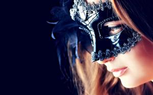 Mysterious girl, mask, eyes, mouth wallpaper thumb
