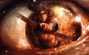 Art pictures, Lara Croft, Tomb Raider, arrow wallpaper thumb