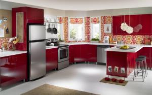 Red kitchen furniture wallpaper thumb
