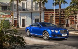 Bentley Continental GT blue car, palm trees wallpaper thumb
