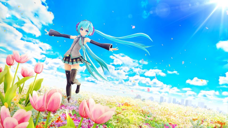 Hatsune Miku Anime Girls Sky Anime Flowers Tulip Wallpaper Anime Wallpaper Better