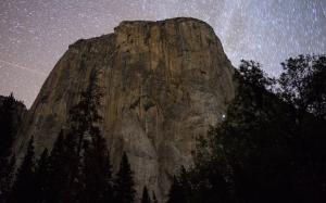 Yosemite Rock Stone Night Stars Timelapse Trees HD wallpaper thumb
