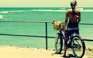 summer,becycle,girl wallpaper thumb