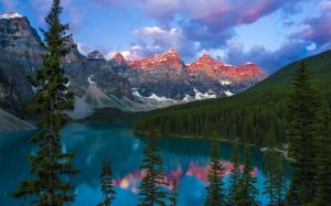Lake, mountains, forest, trees, Canada wallpaper thumb