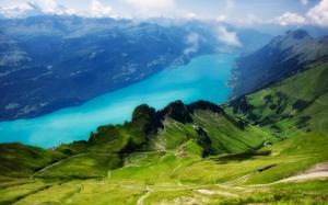 Switzerland, Alps, Rothorn, Lake Brienz, grass, green wallpaper thumb