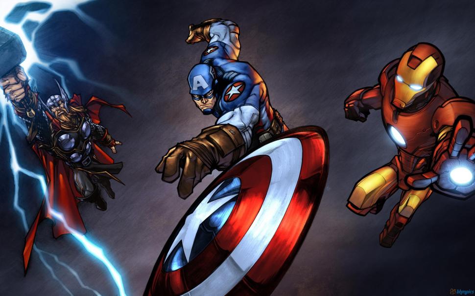 Iron Man Captain America Thor HD wallpaper,cartoon/comic HD wallpaper,man HD wallpaper,iron HD wallpaper,america HD wallpaper,captain HD wallpaper,thor HD wallpaper,2560x1600 wallpaper