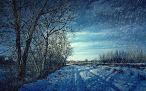 Snowing In The Countryside Hdr wallpaper thumb