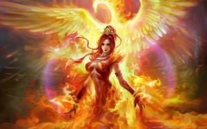 Phoenix flame girl wallpaper thumb