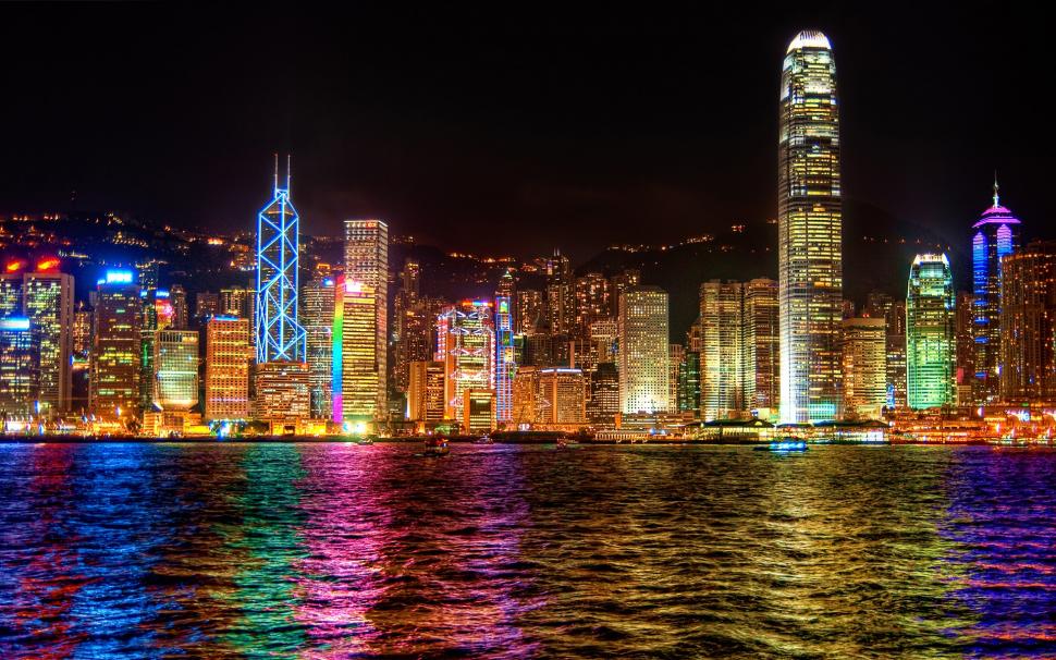 Hong Kong city lights at night wallpaper,City HD wallpaper,Lights HD wallpaper,Night HD wallpaper,1920x1200 wallpaper