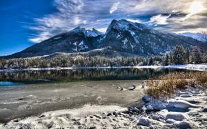 Bavaria, Germany, lake, trees, mountains, winter, snow wallpaper thumb