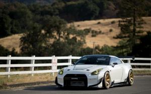 Nissan GT-R white supercar front view wallpaper thumb