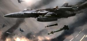 Digital Art, Military Aircraft, FA-18 Hornet, Dogfight, Bombs wallpaper thumb