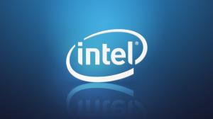 Intel brand logo, blue background wallpaper thumb
