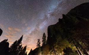 Yosemite Stars Trees Forest Night HD wallpaper thumb