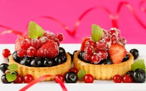 Fruit cakes, dessert, berries, strawberries, blackberries wallpaper thumb