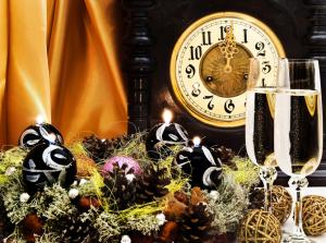 new year, christmas, holiday hours, midnight, glasses, champagne, toys, cones wallpaper thumb