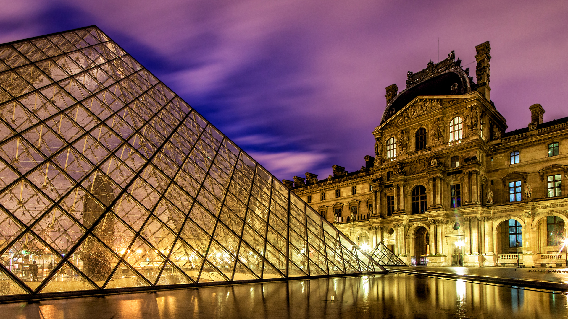 The Louvre Louvre Pyramid Buildings Paris Night Lights HD ...
