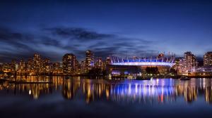 Vancouver, Canada, city, night, lights, skyscrapers, bay wallpaper thumb