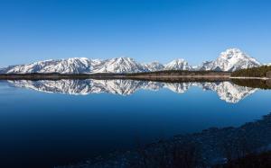 White mountains reflecting in the lake wallpaper thumb