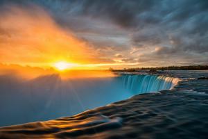 Sun Sunrise Waterfall Rays Niagara Photo Gallery wallpaper thumb