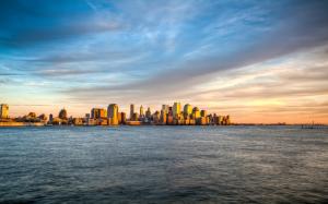 New York, Manhattan island sunset sea sky landscape wallpaper thumb