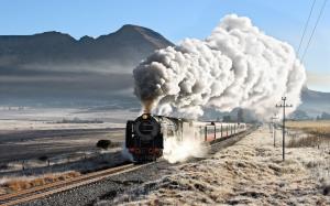 Train, railway, smoky, mountains wallpaper thumb