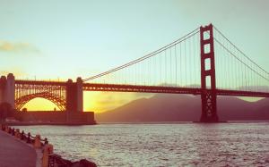 Golden Gate Bridge Bridge San Francisco Sunset Ocean HD wallpaper thumb