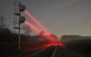 Night Light Stars Night Railroad Rails HD wallpaper thumb