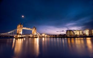London, Tower Bridge, Night, Lights, Cityscape, Architecture, River wallpaper thumb