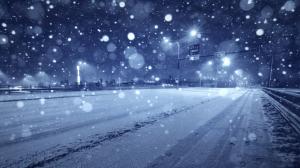 Snow Winter Freeway Highway Bokeh Night Streetlight HD wallpaper thumb
