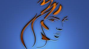 Digital Art, Blue Background, Simple, Minimalism, Women, Face, Long Hair, Lines wallpaper thumb