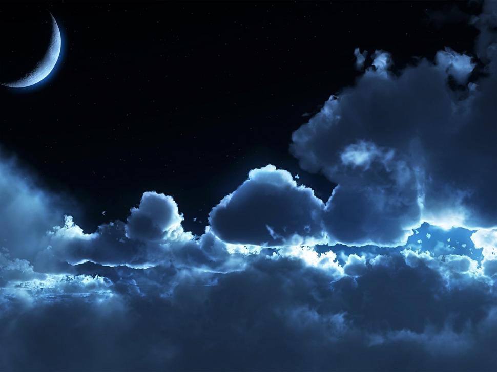 Sky, night, clouds, air, stars, moon, tranquillity wallpaper,night wallpaper,clouds wallpaper,stars wallpaper,moon wallpaper,tranquillity wallpaper,1600x1200 wallpaper