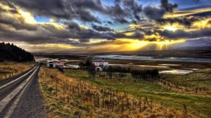 The Farm On The Fjord In Icel Hdr wallpaper thumb